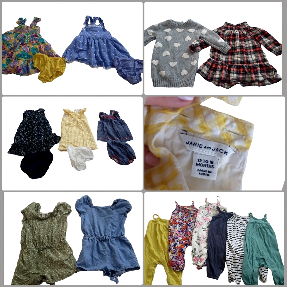 Toddler Girl Clothing Bundle Set of 15 Items, Size 12-18m & 18m